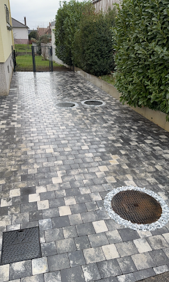 Allée pavée gris autobloquants pose soignée Kingersheim